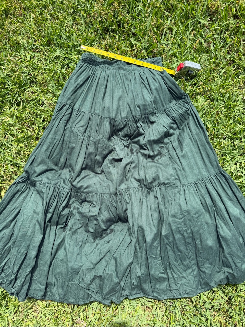 American Vintage Dark Green Tiered Maxi Skirt